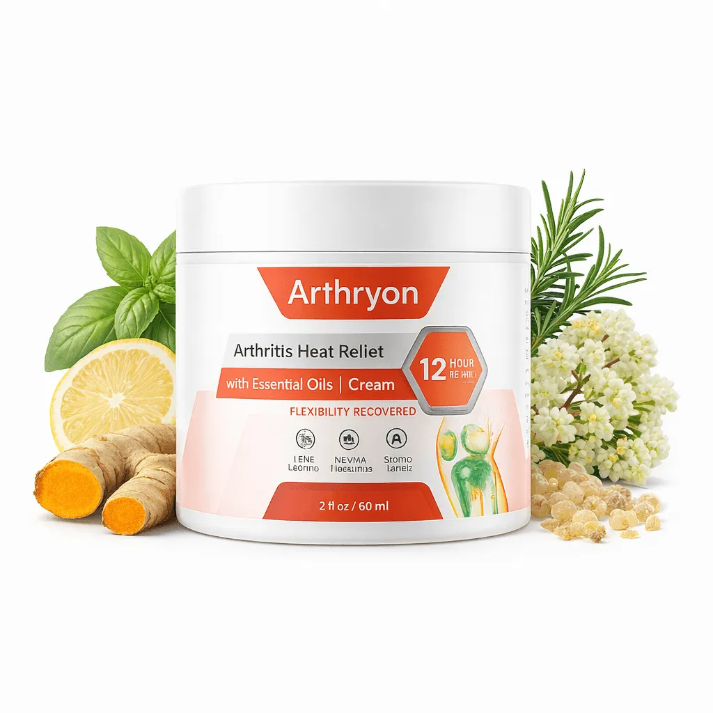 Arthryon jar surrounded by natural botanical ingredients
